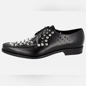 Prada Leather Studded Lace Up Shoes